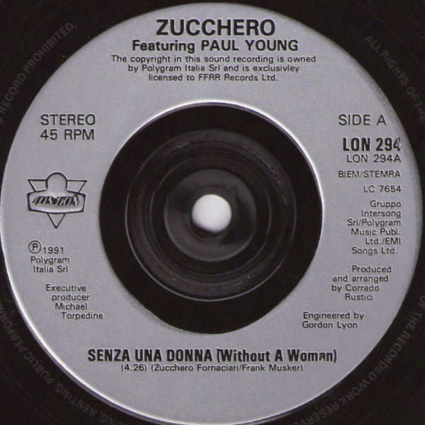 Zucchero, Paul Young : Senza Una Donna (Without A Woman) (7", Single)