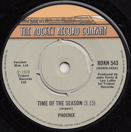 Phoenix (25) : Time Of The Season (7", Single)