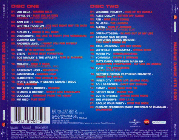 Various : Massive Dance Hits 2000 (2xCD, Comp)