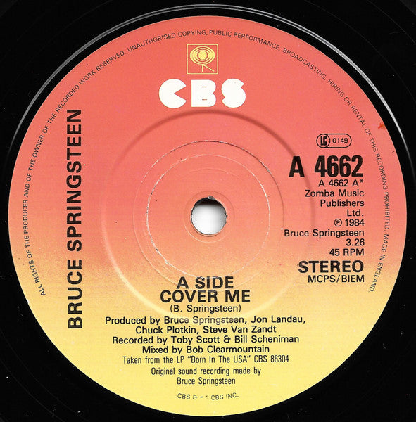 Bruce Springsteen : Cover Me (7", Single)