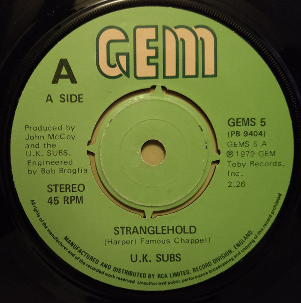 UK Subs : Stranglehold (7", Single)