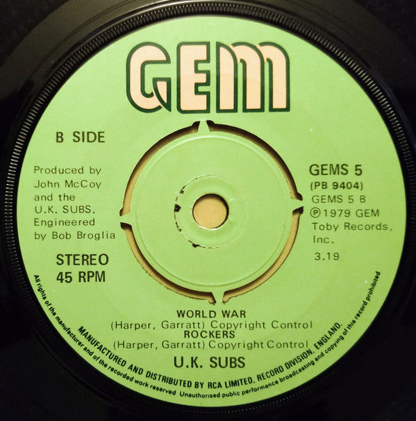 UK Subs : Stranglehold (7", Single)