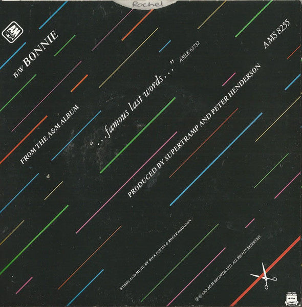 Supertramp : It's Raining Again (7", Single)