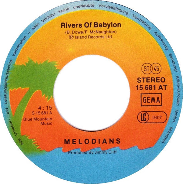 The Melodians / Jimmy Cliff : Rivers Of Babylon / Many Rivers To Cross (7", Single)