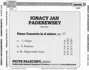 Ignacy Jan Paderewski, Piotr Paleczny, Wielka Orkiestra Symfoniczna Polskiego Radia I Telewizji, Jerzy Maksymiuk : Pianoconcerto (CD, Album)