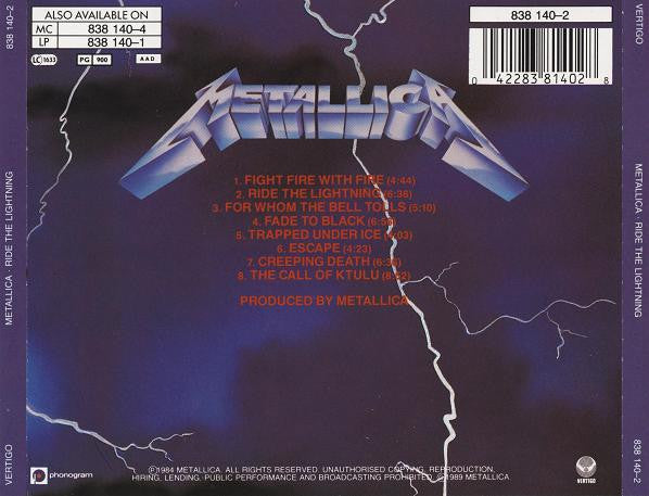 Metallica : Ride The Lightning (CD, Album, RE)
