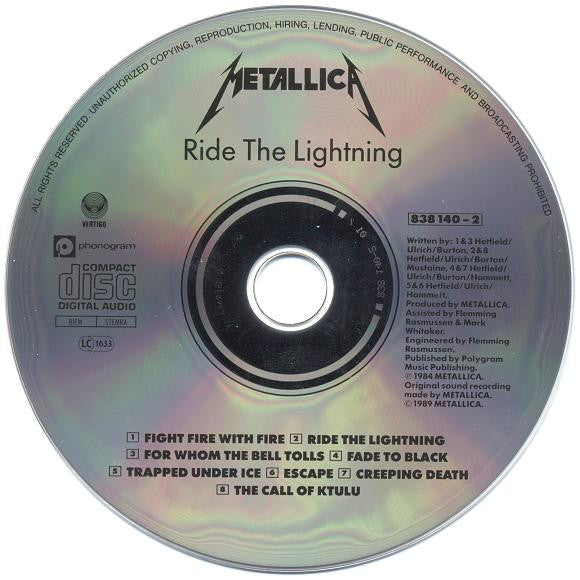 Metallica : Ride The Lightning (CD, Album, RE)