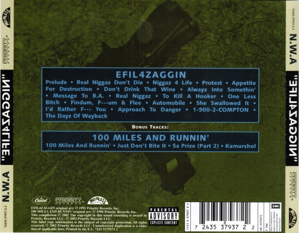 N.W.A. : Efil4zaggin / 100 Miles And Runnin' (CD, Comp, RE, RM)