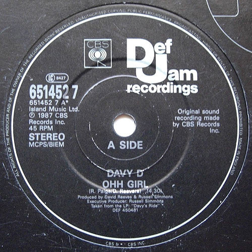 Davy D : Ohh Girl (7")