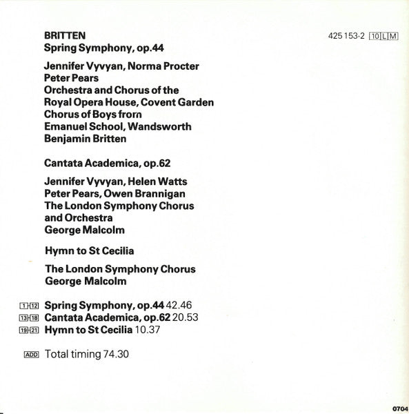 Britten* : Spring Symphony (CD, Album, RM)