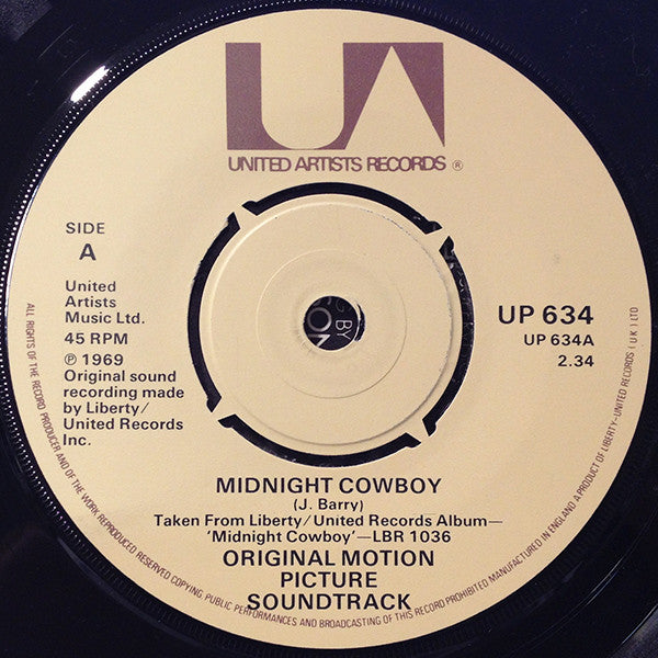 John Barry : Midnight Cowboy (7", Single, RE, 4-P)