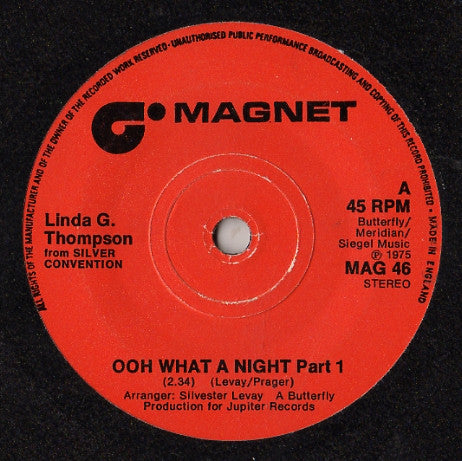 Linda G. Thompson : Ooh What A Night (7")