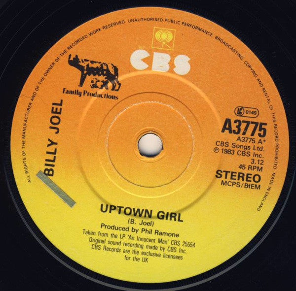 Billy Joel : Uptown Girl (7", Single)