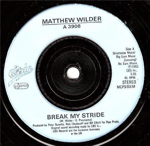 Matthew Wilder : Break My Stride (7", Blu)