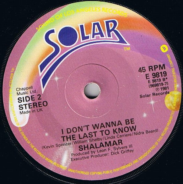 Shalamar : Dead Giveaway (7", Single)