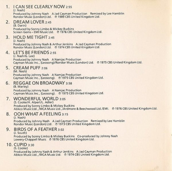 Johnny Nash : I Can See Clearly Now: Johnny Nash's Greatest Hits (CD, Comp)