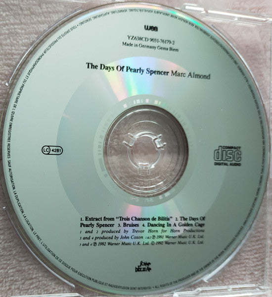 Marc Almond : The Days Of Pearly Spencer (CD, Single)