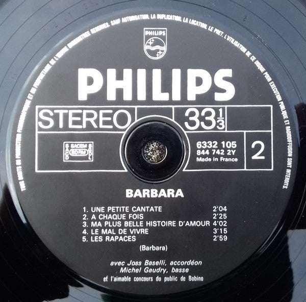 Barbara (5) : Bobino 1967  (LP, Album, RE)