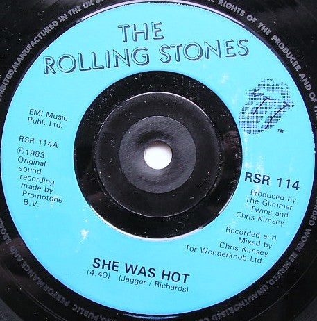 The Rolling Stones : She Was Hot (7", Single, Blu)