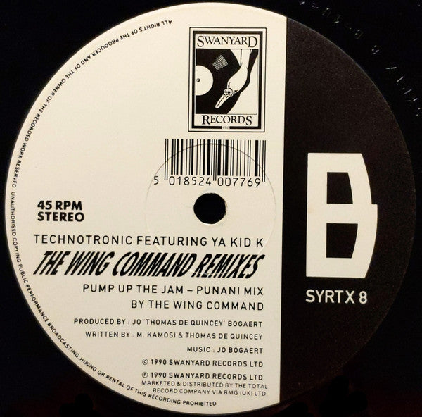Technotronic Featuring Ya Kid K : Get Up (Before The Night Is Over) / Pump Up The Jam - The Wing Command Remixes (12")