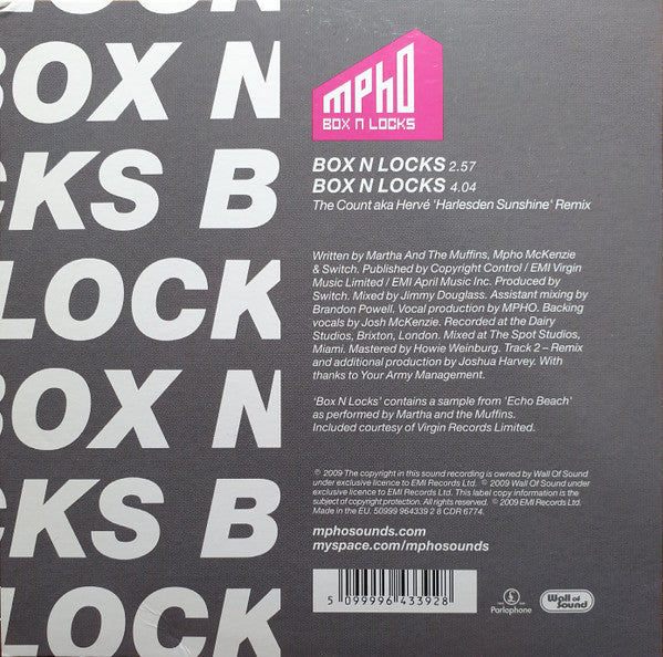 Mpho* : Box 'N' Locks (CD, Single)