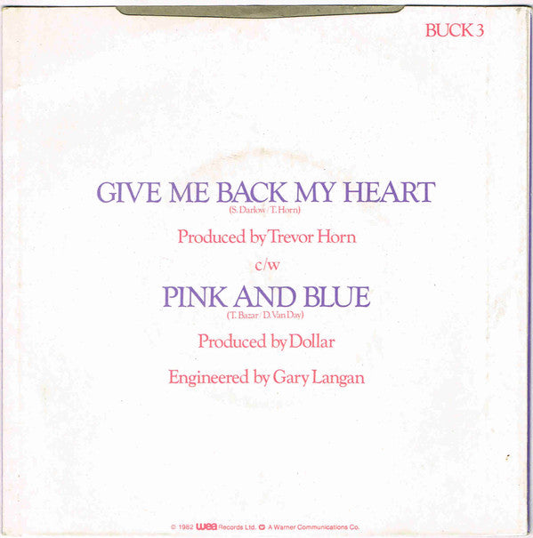 Dollar : Give Me Back My Heart (7", Single, Str)