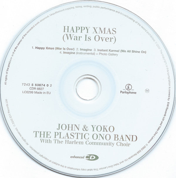 John Lennon & Yoko Ono And The Plastic Ono Band With The Harlem Community Choir : Happy Xmas (War Is Over) (CD, Enh, RM)