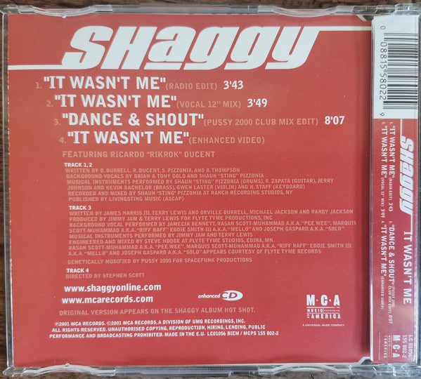 Shaggy Featuring Rik Rok : It Wasn't Me (CD, Single, Enh, Uni)