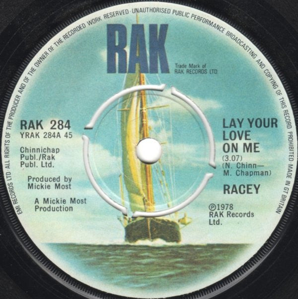 Racey : Lay Your Love On Me (7", Single)