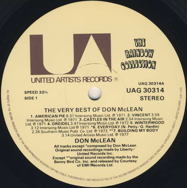 Don McLean : The Very Best Of Don McLean (LP, Comp)