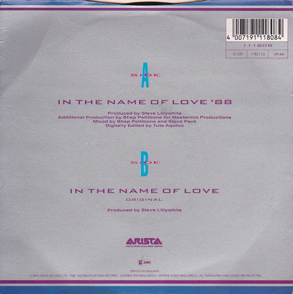 Thompson Twins : In The Name Of Love '88 (7", Single)