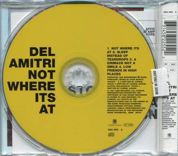 Del Amitri : Not Where Its At (CD, Single)
