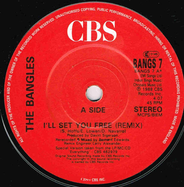 Bangles : I'll Set You Free (Remix) (7", Single)