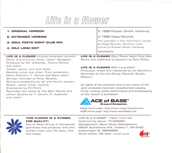 Ace Of Base : Life Is A Flower (CD, Single, CD1)