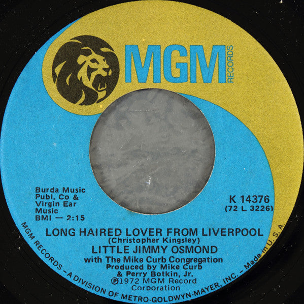 Jimmy Osmond : Long Haired Lover From Liverpool (7", Single)