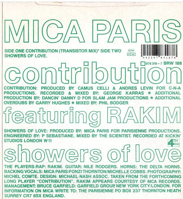 Mica Paris : Contribution (7", Single, Pap)