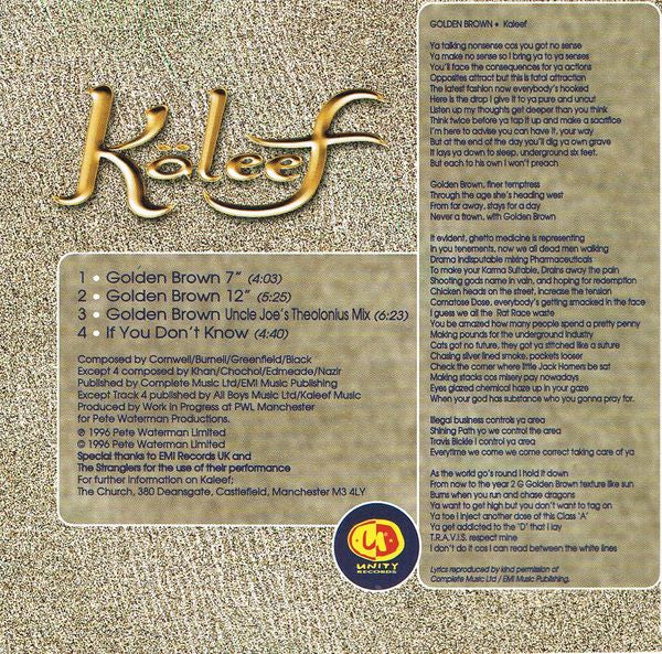 Kaleef : Golden Brown (CD, Maxi)