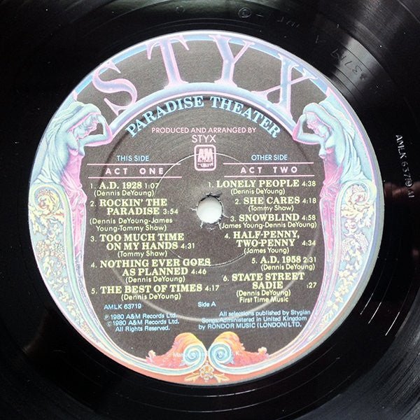 Styx : Paradise Theatre (LP, Album, Etch, Gat)