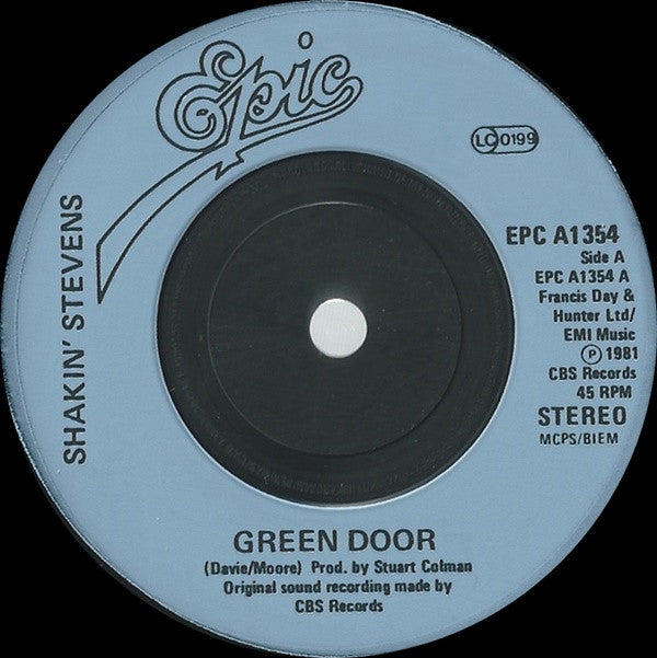 Shakin' Stevens : Green Door (7", Single, Blu)