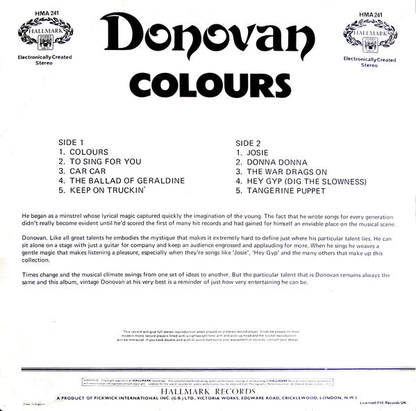 Donovan : Colours (LP, Comp)