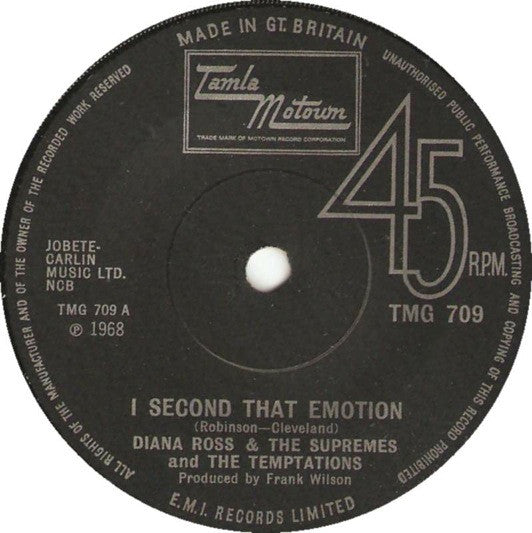 The Supremes And The Temptations : I Second That Emotion (7", Single, Sol)