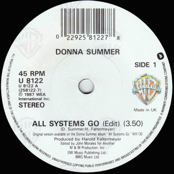 Donna Summer : All Systems Go (7", Single)