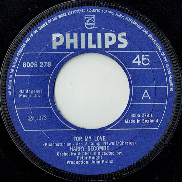Harry Secombe : For My Love (7")