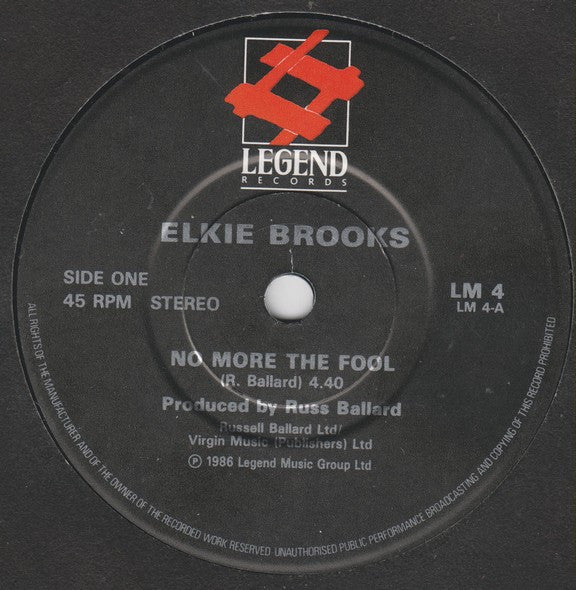 Elkie Brooks : No More The Fool (7", Single)