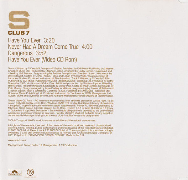 S Club 7 : Have You Ever (CD, Single, Enh)