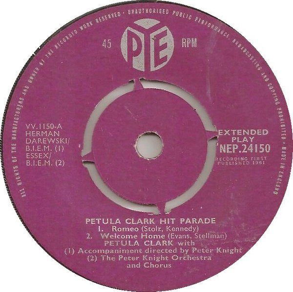 Petula Clark : Hit Parade (7", EP, Mono)