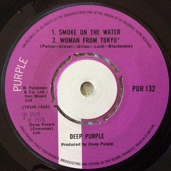 Deep Purple : Smoke On The Water / Woman From Tokyo / Child In Time (7", Maxi, 1st)