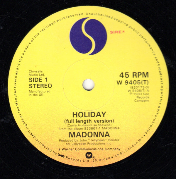 Madonna : Holiday (12", Single, RE, EMI)