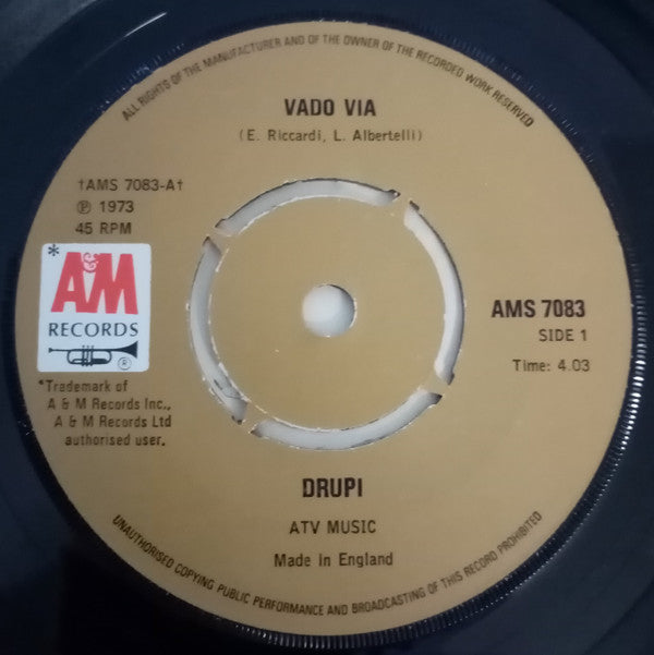 Drupi (2) : Vado Via (7", Single, 4 p)