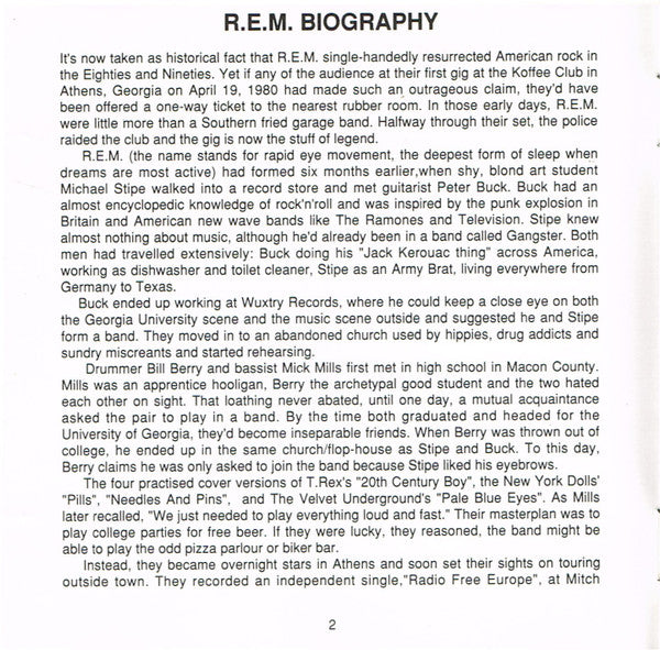 R.E.M. : The One I Love (CD, Single, Ltd)